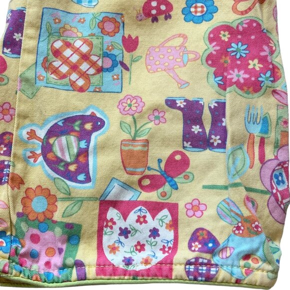 Talbots Kids Collage Print Spring Plants Design Yellow Girls Vintage Pants 6 - Picture 7 of 7